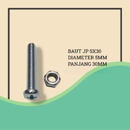 JP 5X30 MM BOLT NUT 10 SET GALVANIZED 5 X 30 MM