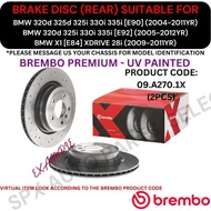 BREMBO GENUINE DISC BRAKE ROTOR (REAR) FOR BMW 320d 325d 325i 330i 335i [E90, E92] '04-12YR / X1 [E8