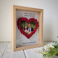 Personalised Roses Frame. Flower gift for her. gifts for mom. Anniversary gift. birthday gift