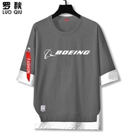 LUOQIU | Customizable Pilot Aviation Design Two-tone Short Sleeve T-shirt