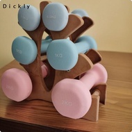 [Dickly] Three-Tier Dumbbell Rack Natural Wood 3 Tier Dumbbell Rack Compact Weight Holder Open Frame