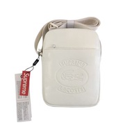 🔥清庫存｜超低價走貨 | Clear Stock | Super Low Price | Supreme x Lacoste 聯名奶白壓紋皮革百搭便攜斜挎小包|