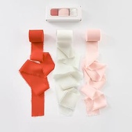 Pretty Jolly Chiffon Silk Ribbon for Gift Wrapping 3 Rolls 1.97" x 7Yd Red White Pink Ribbons Handma