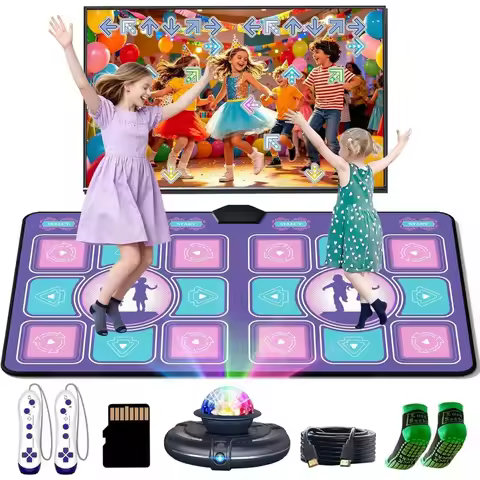 2-Player Electronic Dance Mat with 70+ Games for TV - Interactive Musical Exercise Indoor Fun Gift f
