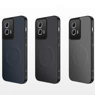 For Motorola Moto G85 Case Carbon Fiber PU Leather Cover Shockproof Bumper