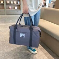 Letter Patch Decor Travel Bag Double Handle Gray Large Capacity Holiday Luggage Bag Weekend Bag Over