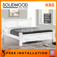 (FREE Installation+Shipping) KBS Windle FULL SOLID WOOD Bed Frame / Katil Kayu / Dark Brown or Oak C