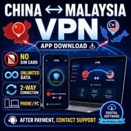 China Malaysia VPN | MY to China / China to MY | No SIM Card | 1 Year | Unlimited Data | Digital Sof