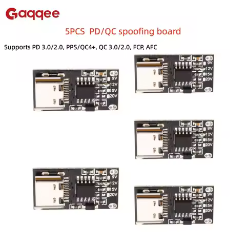 5-Piece PD/QC Dummy Board Fast-Charging USB Boost Module Type-C Interface Supports PD 3.0/2.0, PPS/Q