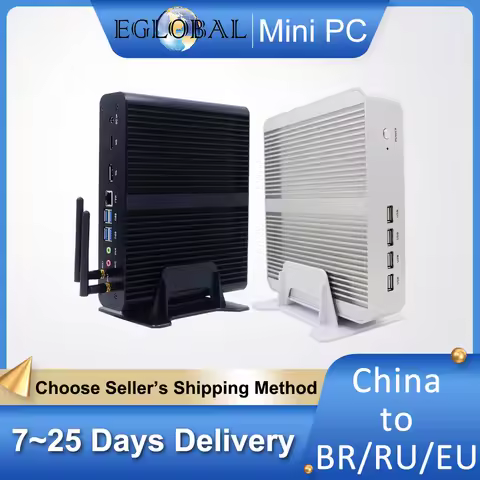 [i7 8565U i5 8265U i3 8145U] Fanless Mini PC Windows 10 Pro Micro Computer 2*DDR4 M.2 NVME SSD TV Bo