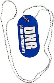 DNR Necklace Medical Alert Do Not Resuscitate Aluminum Metal Dog Tag Style With Chain