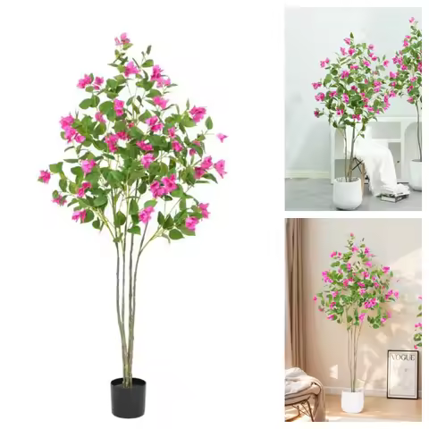 4FT Artificial Tree With Real Touch Leaves, Nearly Natural Green Plant Bougainvillea Tree For Photog
