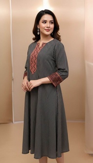 BLACK COTTON AJRAKH VEG DYED HANDBLOCK PRINT A-LINE STYLE