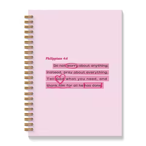 Pink Bible Verse Notebook Pink Christian Journal, Preppy Christian Spiral Notebooks, Pink Prayer Bib