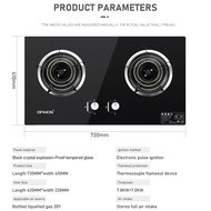 ✨✨EDWARD OPAICN Tempered Glass Embedded Gas Stove Double Burner Liquefied Gas Stove Household Kitche