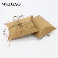 WEIGAO 20Pcs Wedding Favors Candy Boxes Kraft Paper Pillow Gift Box For Guests Kids Birthday Party P