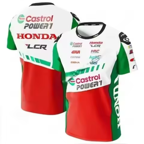 New Honda Hrc Lcr Castrol Motos Gp T Shirt Womens Men's Motorcycle Racing Polyester Quick-Dry Breath