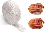 Quanmin 5m Meat Netting Roll, Size 18 Elastic Butcher Twine for Meat Cooking, Kitchen Household Turkey Ham Bacon Cure Beef Meats Making Net, Food Grade Sausage Making Tool, White