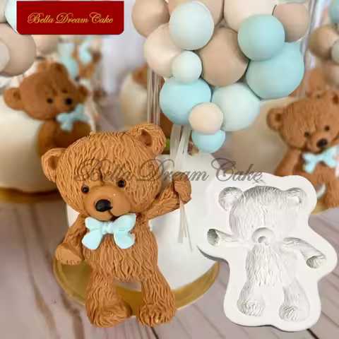 3D Fuzzy Bear Design Silicone Mold Fondant Chocolate Mould DIY Clay Model Cake Decorating Tools Kitc