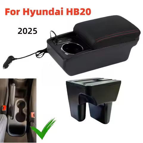 For Hyundai HB20 2025 Car Armrest Arm Rest Center Console Storage Box with USB LED High-quality Car 