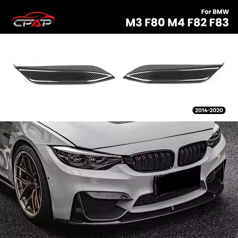 Real Dry Carbon Fiber Car Front Upper Splitter Trim For BMW M3 F80 M4 F82 F83 MP Style 2014-2020 2Pc