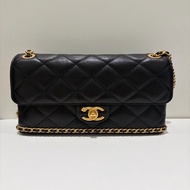 Chanel 23cm 類似cf23 23k 黑色荔枝牛皮 可肩背、斜背 全新全配