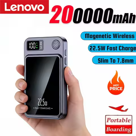 Lenovo 100000mAh Magnetic Power Bank Wireless Fast Charger For Magsafe Portable Auxiliary Battery Pa