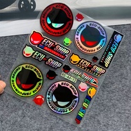<AZs>ECU SHOP Rainbow Color Motorcycle Sticker ECU SHOP Reflective Sticker Net Red Same Suitcase Com