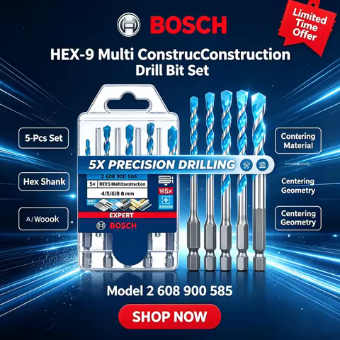 BOSCH 2608900585 EXPERT HEX-9 Multi Construction Drill Bit Set 5pcs Hexagon Shank High Precision Too