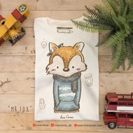 "Mr.FOX" Off-White T-Shirt With Fox Pattern