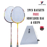 Combo 2pcs Badminton Rackets (Q.Saber 11 & 22)  FREE Shoulder Bag | Yang Yang Rackets With String | 