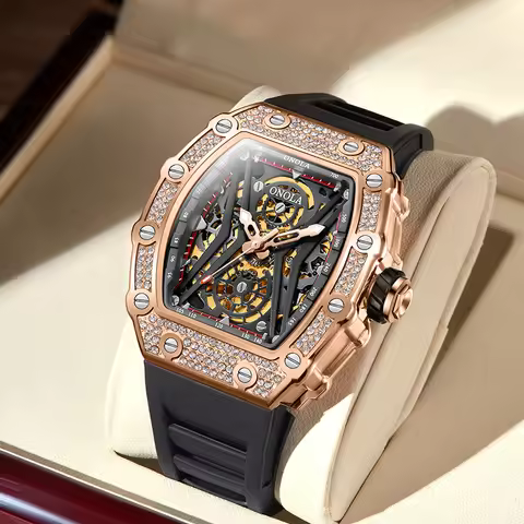 ONOLA Hollowed Out Men Automatic Watch Fashionable Multifunctional Men Sports Mechanical Watch 30M W
