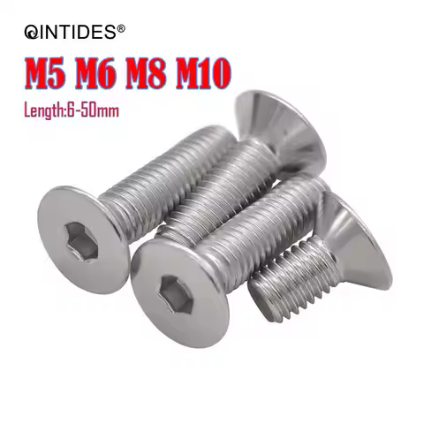 50/500Pcs Length 6-50mm M5 M6 M8 M10 Hexagon Socket Countersunk Head Cap Screws Stainless Steel Coun