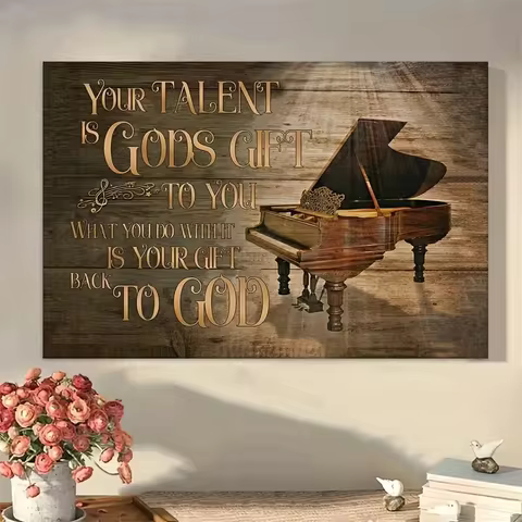 1pc Your Talent Is Gods Gift Piano Canvas Prints Bible Verse Wall Art Christian Home Decor No Frame