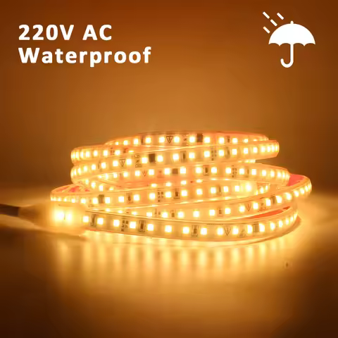 220V 230V SMD 2835 LED Strip Light Waterproof 120LEDs/m 1M 2M 3M 4M 5M 10M 15M 20M Warm White Flexib