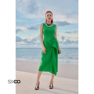 Green dress Sleeveless SIXDO waist combination (Green Linen Sarong Dress)