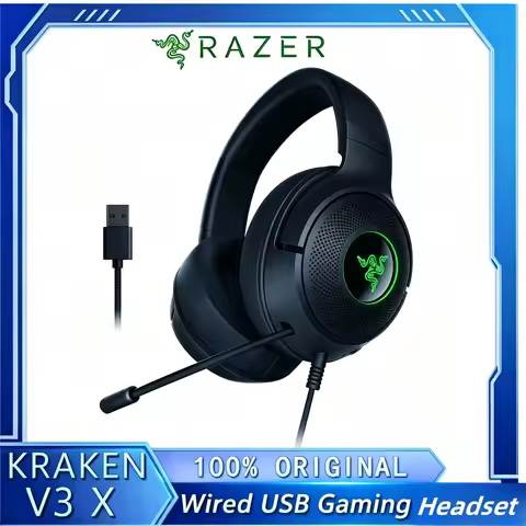 Razer Kraken V3 X Gaming Headset: 7.1 Surround Sound - Triforce 40mm Drivers - HyperClear Bendable C