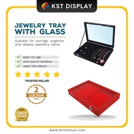 (PREMIUM) Jewellery Tray With Glass  Jewellery Storage Necklace Tray Ring Tray - 1PCS AND COMBO