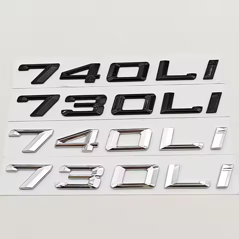 3D ABS Chrome Black Car Letters Logo 730Li 740Li Emblem Sticker Rear Trunk Badge For BMW 7 Series 73