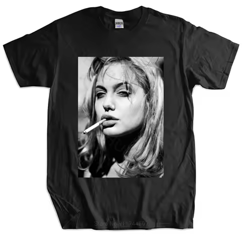 New t shirt black tops for men discount T SHIRT ANGELINA JOLIE BRAD PITT FIGHT CLUB DVD PUNK CIGGY c