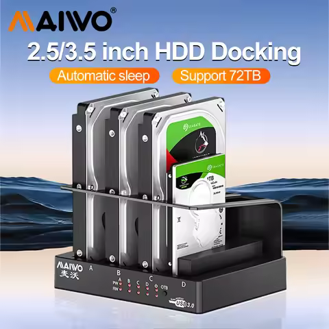 MAIWO 4 Bay Hard Drive Enclosure Sata to USB 3.0 External Multi-Bay 2.5& 3.5 Inch HDD SDD Docking St