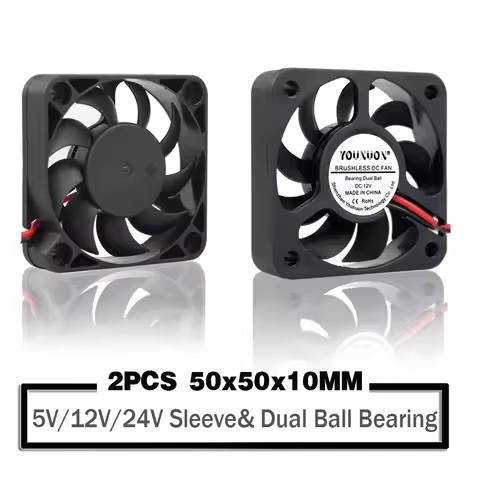2 Pieces 5V 12V 24V 5010 50mm Fan Ball Bearing 50x50x10mm Fan 5010 Cooling Fan 5cm PC Laptop Compute