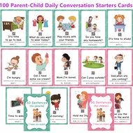 100 Parent-Child Daily Conversation Starters Cards with Picture - Fun Family-Friendly Vivid Question