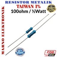 Resistor 1/2 0.5 WATT Metallic TAIWAN 1% 10x100ohm 120OHM 150OHM 180OHM 220OHM 270OHM 330OHM 390OHM 470OHM 560OHM 680OHM 820OHM