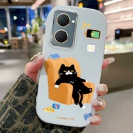Case hp For VIVO Y03 Y03T Y18 Y18E Y18i Y18t Y28s 5G Y37 5G Case Motif Reclining Cat on the sofa She