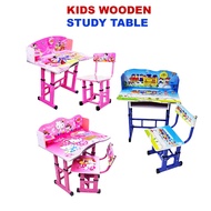 Study Wooden Table with Chair Cartoon Character Kids Study Table and Chair Set Kids Learning