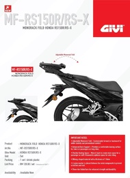 HONDA RS150 RS150R RSX150 RSX 150 RSX-150 RS 150 MONORACK FOLD GIVI MONORACK LIPAT RACK LIPAT TAPAK 