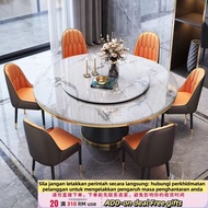 Get 7% coupon+ Luxury Marble Dining Tables and Chairs Set round Table Titanium Simple Stone Plate ro