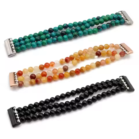 Agate Beaded Band for Fitbit Versa 4 Wristband Women Bracelet for Fitbit Sense 2/ Sense/ Versa 3 Str