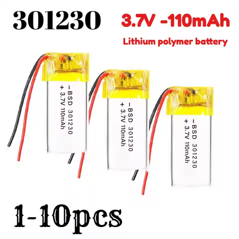 301230 Lithium Polymer Battery 3.7V 110mAh Li-ion Lipo Rechargeable Batteries for Reading Pen Blueto